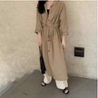 3/4-sleeve Long Trench Coat