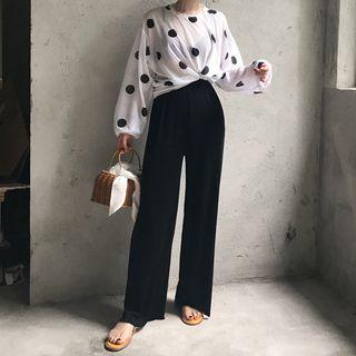Dotted Long-sleeve T-shirt / Wide Leg Pants
