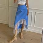 Asymmetric Lace-hem Maxi Skirt