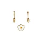 Sunny Side Up Egg Earcuff / Spoon & Fork Non-matching Stud Earring
