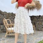 Fringed Midi A-line Chiffon Skirt