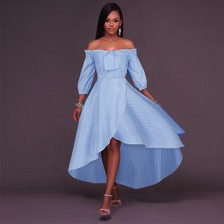 Off-shoulder Dip-back Shirtdress