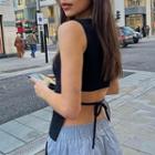 Drawstring Open-back Tank Top