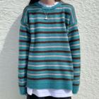 Long-sleeve Oversize Striped Contrast Knit Sweater