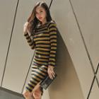 Long-sleeve Stripe Bodycon Dress