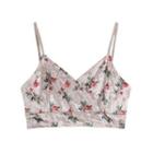 Floral Print Velvet Cropped Camisole Top