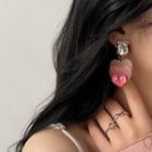 Heart Acrylic Rhinestone Dangle Earring 1 Pair - Red - One Size