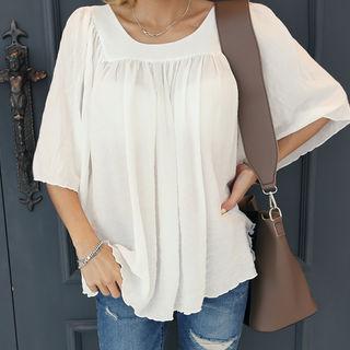 Scoop-neck Bell-sleeve Top