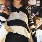 Open-knit Striped Sweater