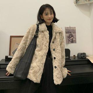 Faux Fur Button Coat