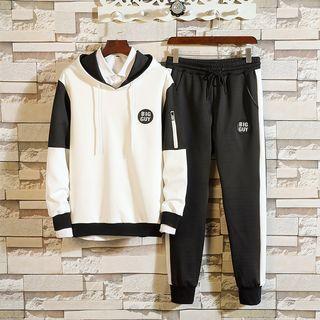 Set: Color Block Applique Hoodie + Jogger Pants