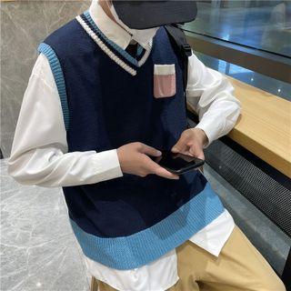 Sleeveless Color Block Sweater Vest