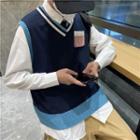 Sleeveless Color Block Sweater Vest