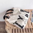Lettering Canvas Tote Bag Lettering - White - One Size
