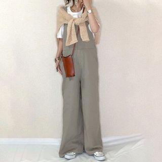 Plain Jumper Pants Grayish Green - One Size