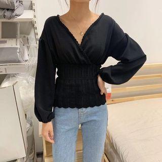 Pointelle Knit Panel Blouse