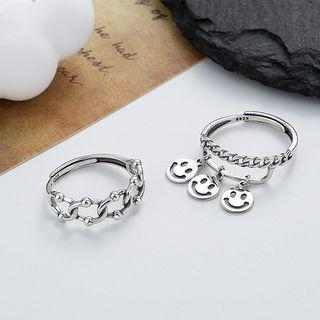 Smiley / Layered Sterling Silver Open Ring