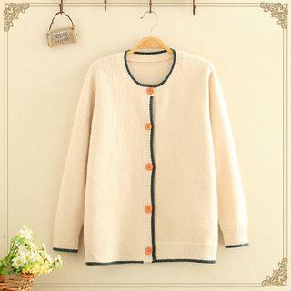 Round-neck Plain Knitted Cardigan