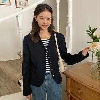 V-neck Golden-button Jacket