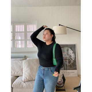Plus Size Sheer Slim-fit T-shirt