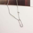 Safety Pin Pendant Alloy Necklace Silver - One Size