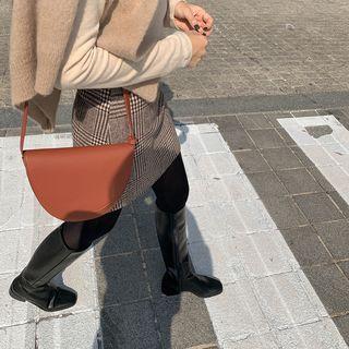 Glen-plaid Woolen Miniskirt