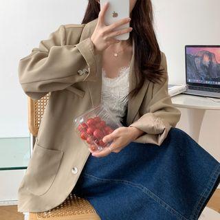 Plain Blazer / Lace Cropped Camisole Top