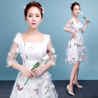 3/4-sleeve Butterfly Mini Prom Dress