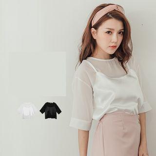 Mock Two-pieces Chiffon Top