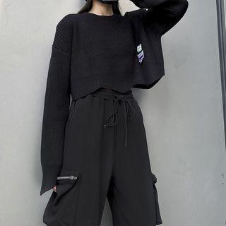 Lettering Knit Top Black - One Size