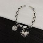 Heart Charm Chain Bracelet Sl0539 - Silver - One Size