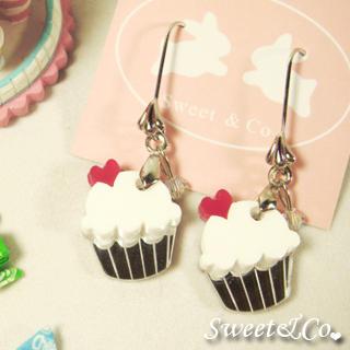 Mini White Cupcake Crystal Silver Earrings