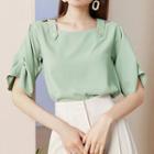 Cut-out Elbow-sleeve Blouse
