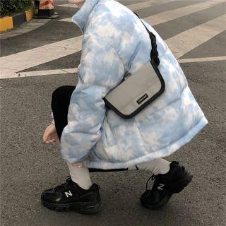 Turtleneck Two Tone Zip Padded Jacket As Shown In Figure - One Size