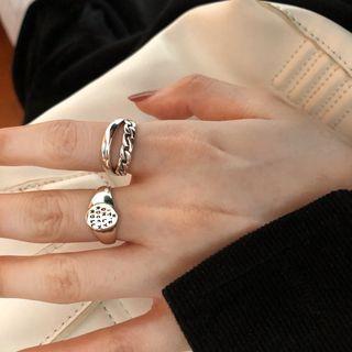 Embossed Lettering / Layered Sterling Silver Ring