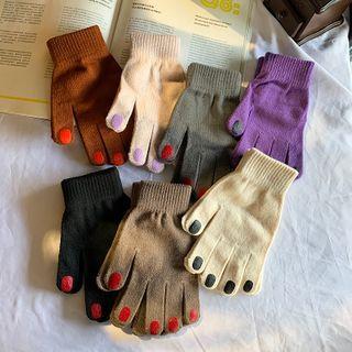 Patchwork Knit Gloves