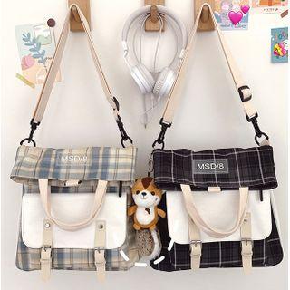 Plaid Flap Paneled Crossbody Bag