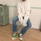 Long-sleeve Strawberry Embroidered Hoodie