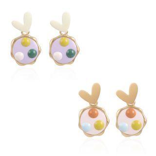 Heart Dotted Disc Alloy Dangle Earring