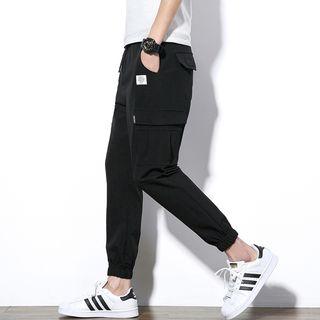 Cargo Pocket Drawstring Tapered Pants