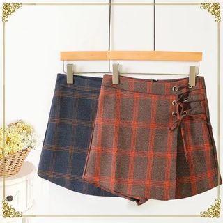 Check Lace-up Skort