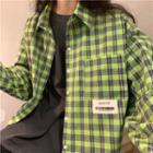 Long-sleeve Plaid Applique Shirt