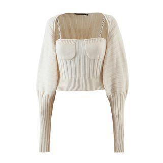 Set: Chain Strap Knit Camisole Top + Cardigan