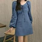 Denim Loose-fit Puff-sleeve Dress