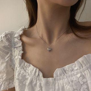 925 Sterling Silver Heart Pendant Necklace Xl0741 - One Size