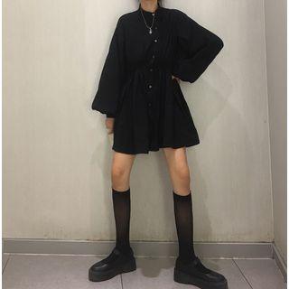Plain Puff-sleeve Mini A-line Dress