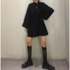 Plain Puff-sleeve Mini A-line Dress