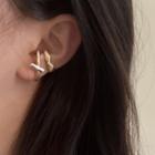 Two-tone Cuff Earring 1 Pair - Gold & Silver - One Size