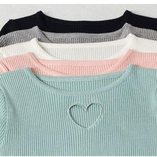 Heart Cut Out Cropped Sweater