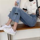 Ribbon Slit Boot-cut Jeans